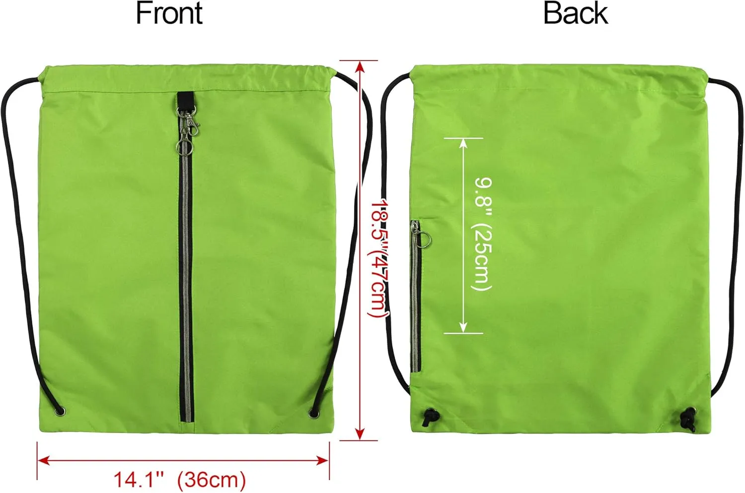 BeeGreen Drawstring Backpack Sports Gym Bag With Shoe Compartment and Two Water Bottle Holder 