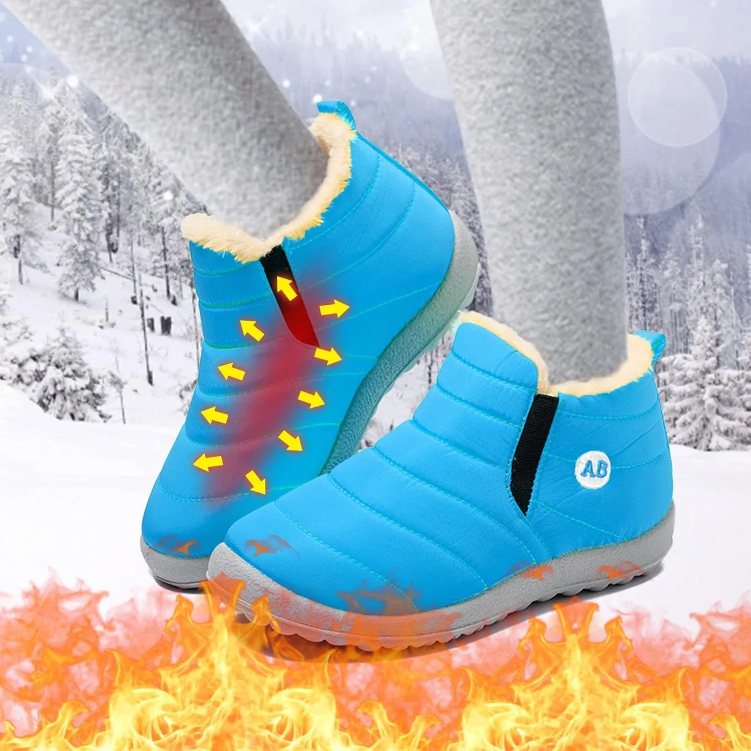 Boys Girls House Solid Plush Sneakers Winter Hot Boots Flat Splashing Fuzzy Warm Short Tube Snow Boots High Heel Boots