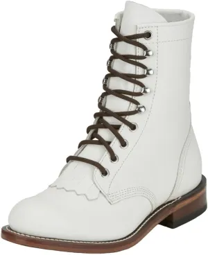 Justin Boot Company Womens White Water Buffalo Lace Up Roper Boot