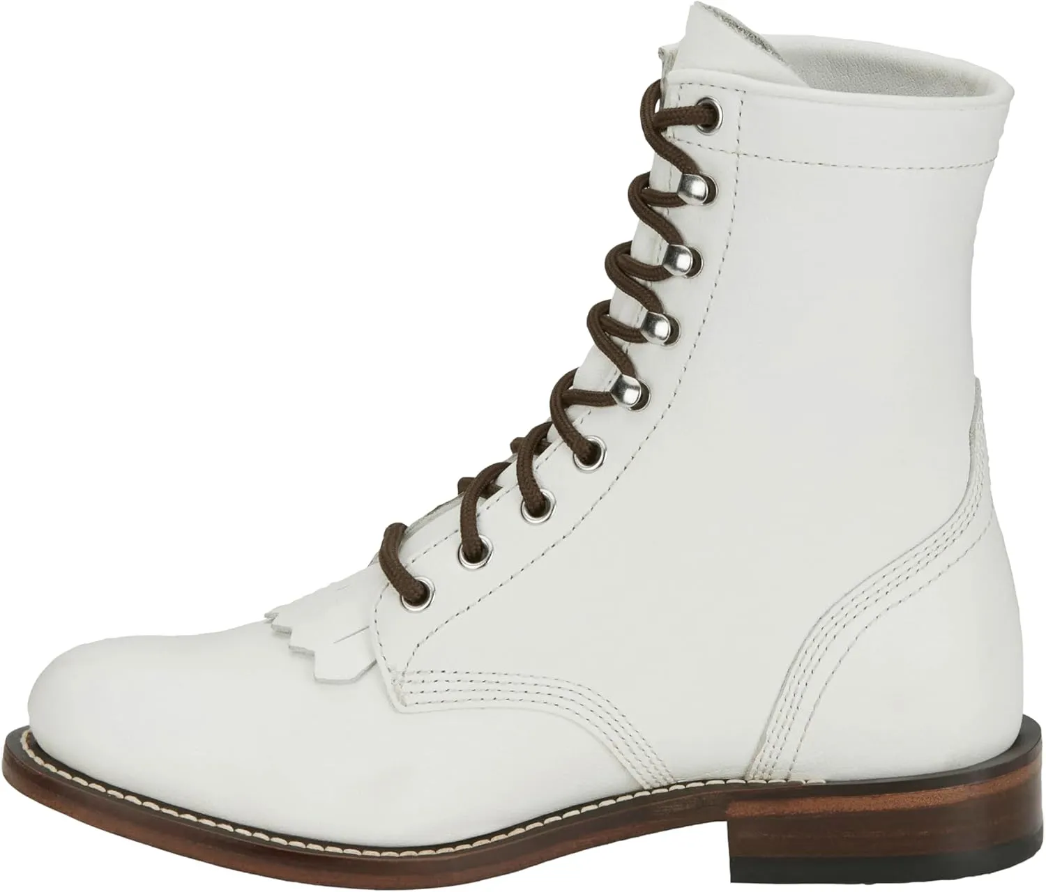 Justin Boot Company Womens White Water Buffalo Lace Up Roper Boot