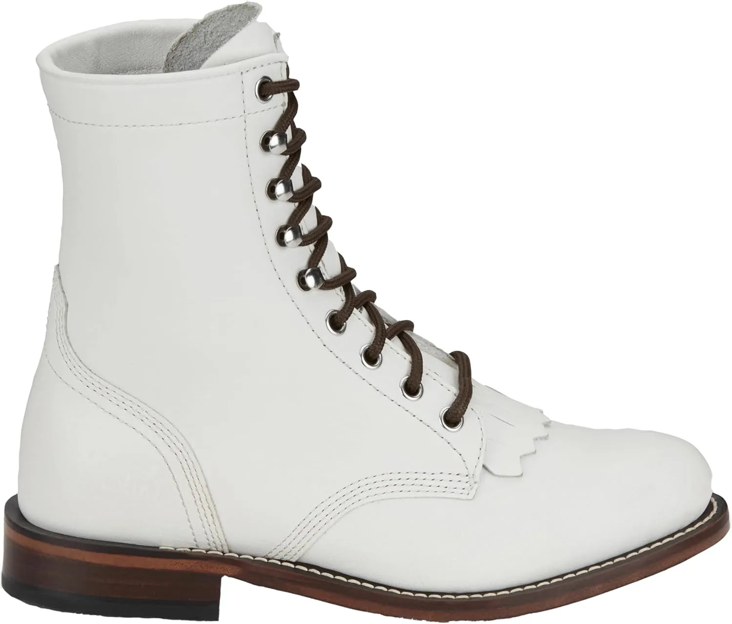 Justin Boot Company Womens White Water Buffalo Lace Up Roper Boot