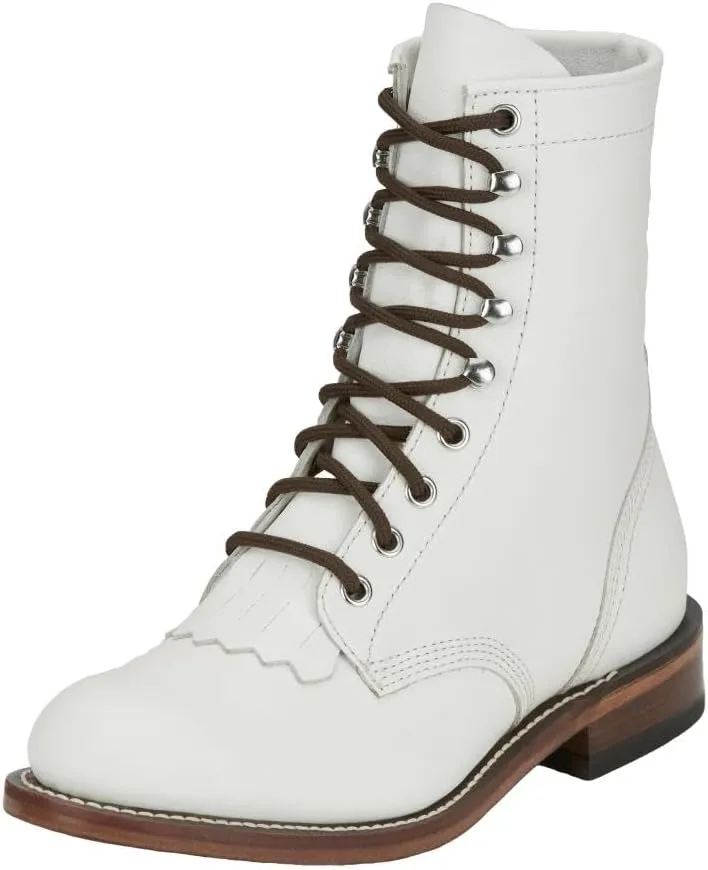 Justin Boot Company Womens White Water Buffalo Lace Up Roper Boot