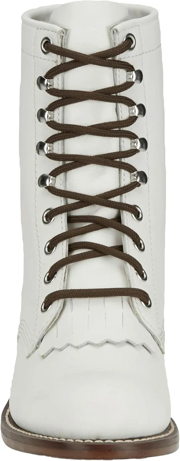 Justin Boot Company Womens White Water Buffalo Lace Up Roper Boot